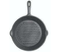 KitchenCraft Deluxe Cast Iron 24cm Round Ribbed Grill Pan in Grey Kitchencraft Grey
