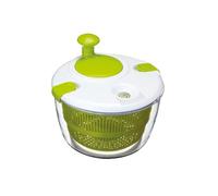 KitchenCraft Deluxe Salad Spinner and Dresser, White and Green, 25cm | BPA Plastic Free, Easy to Clean, Dries Salad Fast, Easy Turn Knob, Locking Lid, Soft Feet