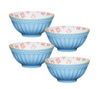 KitchenCraft Detailed Print 4-Piece Ceramic Bowl Set in Black Kitchencraft Black