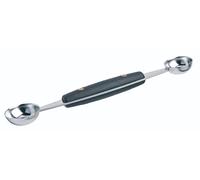 KitchenCraft Double Melon Baller / Parisienne Scoop, Stainless Steel with Comfortable Handle, 2.4 / 3cm (1 / 1.3''), Black