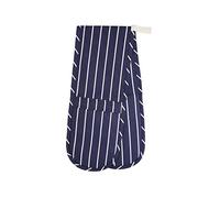 KitchenCraft Double Oven Gloves with 'Butcher's Stripe' Design, Cotton/Polyester, Navy Blue/White, 87 x 18.5 cm