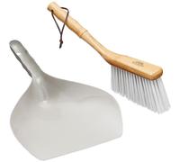 KitchenCraft Dustpan And Brush Set Grey Metal Pan Bamboo Handle
