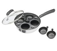 KitchenCraft Egg Poacher, Carbon Steel Egg Poacher Pan, Egg Poacher Pan for 4 eggs, 21cm (11''), Silver