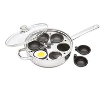 KitchenCraft Egg Poacher Pan with Non Stick, Induction Safe, Stainless Steel, Fits 6 Eggs, 26 cm (10''), Silver