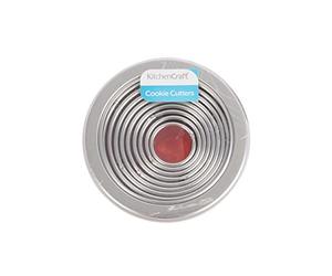 KitchenCraft Eleven Round Plain Pastry Cutters with Metal Storage Tin