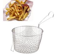 KitchenCraft Deep Fryer Basket, Extra Deep, Stainless Steel, Designed for Safety and to fit 2 cm (8'') Pans, Silver
