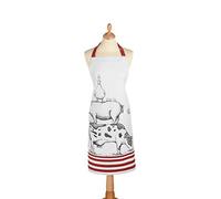 KitchenCraft 'Farmhouse' Cooking Apron - 1% Cotton Kitchen Apron with Adjustable Straps, White/Burgundy, One Size Fits All