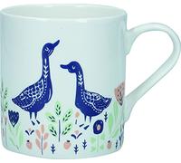 KitchenCraft Fine Bone China 330ml Can Mug, Woodcut Goose