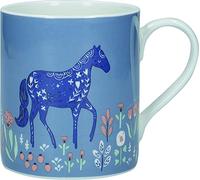 KitchenCraft Fine Bone China 330ml Can Mug, Woodcut Horse