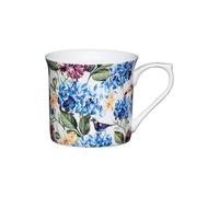 KitchenCraft Fine Bone China 'Country Floral' Fluted Printed Flower Mugs, 300 ml - Multi-Colour (Set of 4)