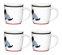 KitchenCraft Fine Bone China 'Solo Westie' Barrel-Shaped Printed Dog Mugs, 425 ml - White (Set of 4)