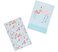 KitchenCraft 'Flamingo' 1% Cotton Printed Bird Tea Towels, 7 x 47 cm - Pink / Blue (Set of 2)