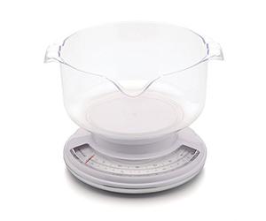 KitchenCraft Flat Mechanical Kitchen Scales with Large Bowl, 3 kg (6.5 lb) Capacity