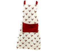 KitchenCraft 'French Hen' Adjustable 1% Cotton Printed Cooking Apron - Cream / Red