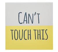 KitchenCraft Funny "Can't Touch This" Square Ceramic Trivet, 2 x 2 cm (8") - Yellow/White