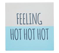 KitchenCraft Funny "Feeling Hot Hot Hot" Square Ceramic Trivet with Cork Back, 2 x 2 cm (8") - Blue/White