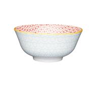 KitchenCraft Geometric Blue Ceramic Bowl, 16cm - Multicolour - Stoneware - Bowls