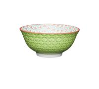 KitchenCraft 16cm Bright Green Geometric Print Ceramic Bowl
