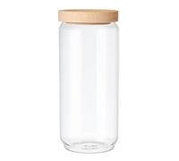 KitchenCraft Glass Storage Jar with Beechwood Lid, 1000ml