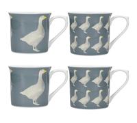 KitchenCraft "Goose" 4-Piece Ceramic Mug Set - Grey - Porcelain - Mug