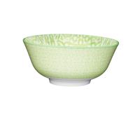 KitchenCraft 16cm Ceramic Bowl Green and White Tile Effect