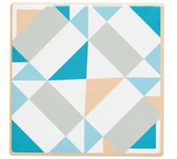 KitchenCraft 'Green Geo' Tile-Style Ceramic Drinks Coaster with Cork Back, 9.5 cm (3.5") - Green