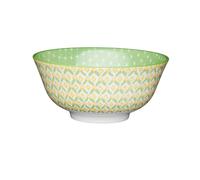 KitchenCraft Green Geometric Ceramic Bowl, 16cm - Green - Stoneware - Bowls