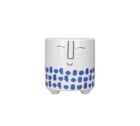 KitchenCraft Happy Face Planter, White & Blue Ceramic Indoor Plant Pot Kitchencraft White