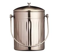 KitchenCraft High-Capacity Small Kitchen Compost Bin, 5 Litres (1 Gallon) - Stainless Steel, Silver