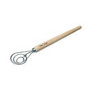 KitchenCraft Home Made 'Brodpisker' Hand Dough Mixer / Danish Dough Whisk, Stainless Steel, 36 cm, Brown / Silver
