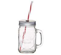 KitchenCraft Home Made Drinking Jar with Lid and Straw, 45 ml