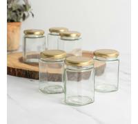 KitchenCraft Home Made Hexagonal Jars, Set of 12 55ml Glass Jam Jars with Twist-off Lids - Clear - Glass - Jars