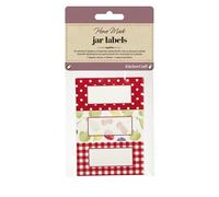 KitchenCraft Home Made Jam Jar Labels for Jars and Bottles, Orchard Designs, Red / White, Pack of 30