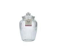 KitchenCraft Home Made Large Glass Storage Jars, Set of 2 Multi-Purpose Fluted Glass Sweet Jar, 2.2 Litre - Clear - Soda Lime Glass - Jars