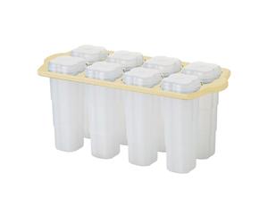 KitchenCraft Ice Lolly Maker with 8 Moulds and 16 Wooden Lollipop Sticks, BPA Free Plastic,White