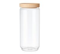 KitchenCraft Idilica Glass Storage Jar with Beechwood Lid, 1000ml in Clear Kitchencraft Clear