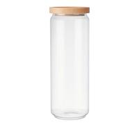 KitchenCraft Idilica Glass Storage Jar with Beechwood Lid, 1300ml - Clear - Glass - Food Storage