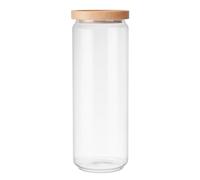 KitchenCraft Idilica Glass Storage Jar with Beechwood Lid, Airtight Glass Canister with Wooden Lid for Kitchen Storage and Organisation, 1300ml