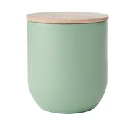 KitchenCraft Idilica Kitchen Canister with Beechwood Lid, 9 x 10cm, Green in Light Green | Size: 9 x 10 cm Kitchencraft Light Green 9 x 10 cm