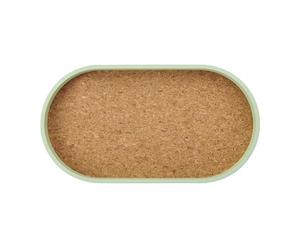 KitchenCraft Idilica Oval Serving Tray with Cork Veneer Base, Presentation Tray for Snacks, Dessert, Biscuits, Tea & Coffee 38 x 2cm