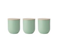 KitchenCraft Idilica Set of 3 Green Kitchen Canisters with Beechwood Lid in Light Green Kitchencraft Light Green