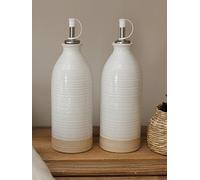 Kitchencraft Idilica Stoneware Oil And Vinegar Bottles White