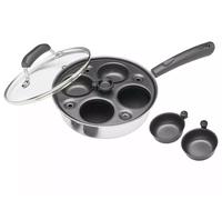KitchenCraft Induction 4 Cup Poached Egg Non Stick Pan, 21cm Carbon Steel