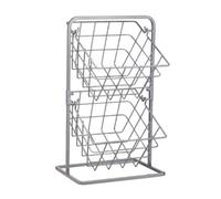KitchenCraft Industrial Kitchen 2 Tier Distressed Paintwork Style Wire Storage Baskets, Grey