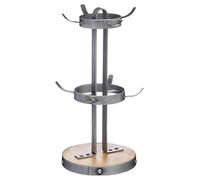 KitchenCraft Industrial Kitchen Metal/Wooden Mug Tree Stand, 32 cm (12.5”)