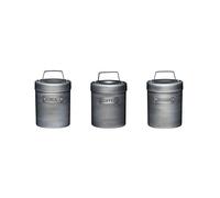 KitchenCraft Industrial Kitchen Storage Canisters for Tea Coffee and Sugar in Gift Box, Vintage Style Metal, 3 Piece Set
