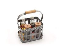 Industrial Kitchen Metal and Mango Wood Condiment Caddy