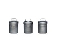 KitchenCraft Industrial Kitchen Storage Canisters for Tea Coffee and Sugar in Gift Box, Vintage Style Metal, 3 Piece Set