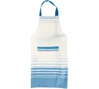 KitchenCraft 'Jacquard Stripe' Adjustable 100% Cotton Printed Cooking Apron - Cream / Blue