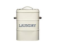 KitchenCraft Living Nostalgia 3 kg Metal Laundry Powder Tin, Kitchen/Utility Detergent Storage Box Accessory, 19 x 16 x 27 cm - Antique Cream